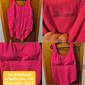 Torrid Fuchsia Bodysuit with Built-in Bra